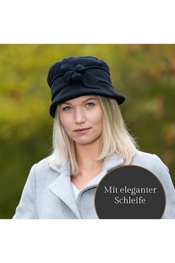 NF NITZSCHE fashion - Bonnet polaire noir pour femme - Bonnet chaud en polaire - Chapeau dhiver - Taille unique - Chapeau so