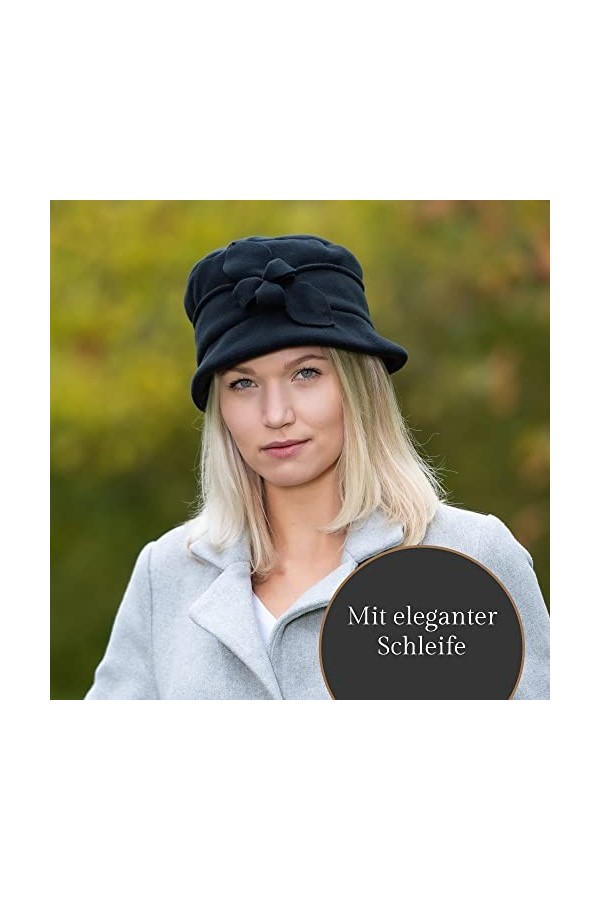 NF NITZSCHE fashion - Bonnet polaire noir pour femme - Bonnet chaud en polaire - Chapeau dhiver - Taille unique - Chapeau so