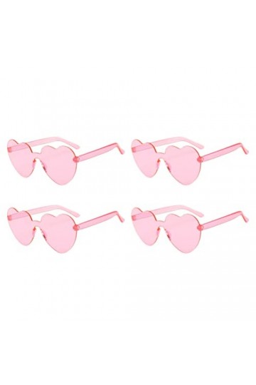 jojofuny Lot de 4 verres en forme de cœur sans monture - Sans monture - Transparent - Couleur bonbon - Sans cadre - Pour fave