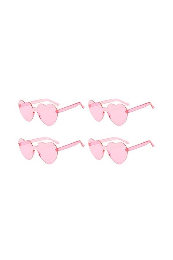 jojofuny Lot de 4 verres en forme de cœur sans monture - Sans monture - Transparent - Couleur bonbon - Sans cadre - Pour fave