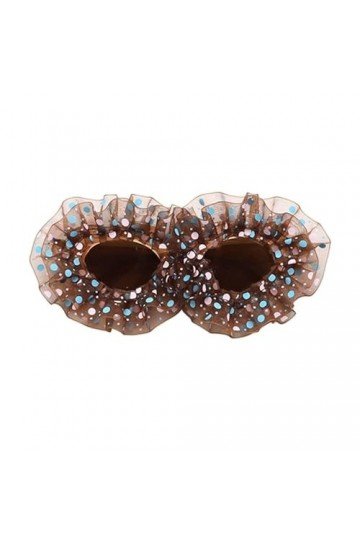 Lunettes de soleil amusantes en dentelle à pois - Petit cadre - Pour adultes - Pour carnaval, printemps, été, camping, voyage