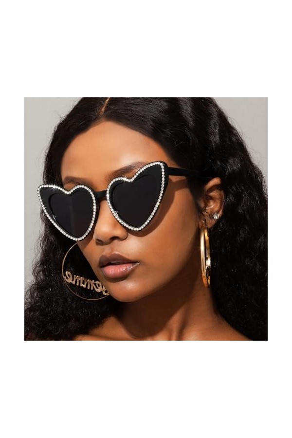 Mumuve Lunettes de soleil à cadre en forme de cœur pour adultes - Pour les carnavals - Prendre des photos - Lunettes de solei