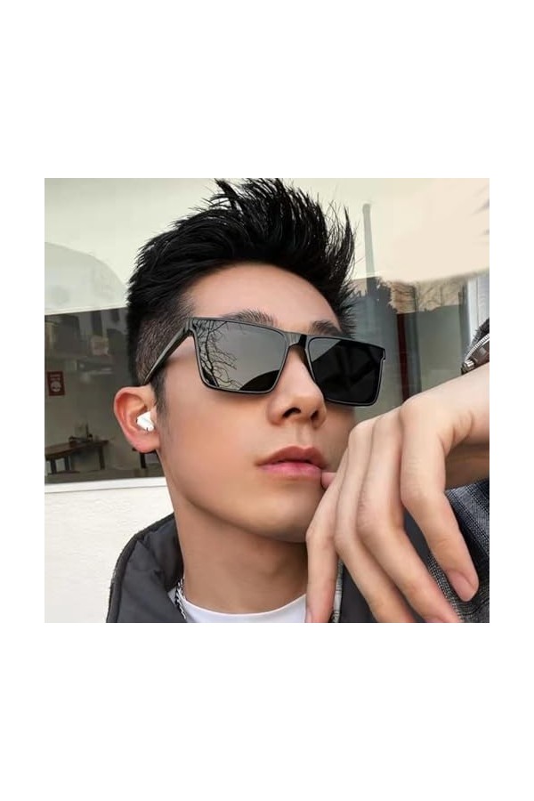 KieTeiiK Lunettes Soleil Rétro Lunettes Vintage Grand Carré Rectangle Lunettes Des Années 90 Pour Femmes Hommes Accessoires M