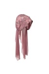 COSDREAMER Bonnet turban en dentelle pour femme rose rose Rose 