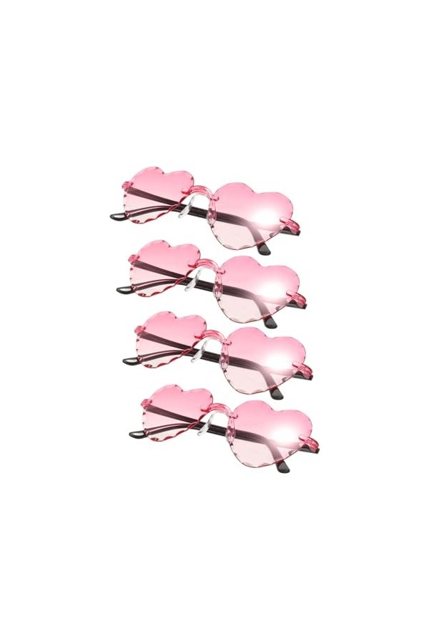 SHERCHPRY 4 Pièces Lunettes Sans Monture Lunettes Coeur Transparentes Lunettes De Soleil à La Mode Lunettes Coeur Sans Montur