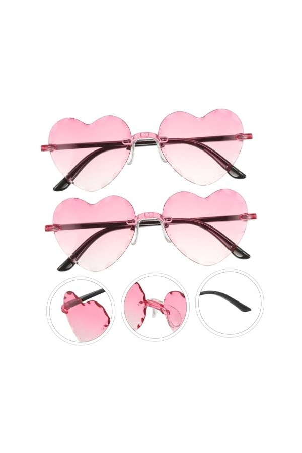 SHERCHPRY 4 Pièces Lunettes Sans Monture Lunettes Coeur Transparentes Lunettes De Soleil à La Mode Lunettes Coeur Sans Montur