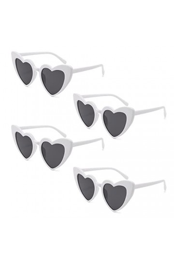 TSHAOUN 4 Pièces Lunette de Soleil Coeur Femme, Lunettes de Soleil Homme, Lunette Coeur Vintage, Lunettes de Fête Rétro, Lune
