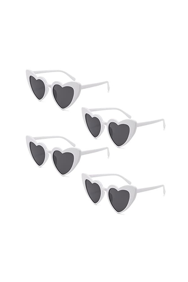 TSHAOUN 4 Pièces Lunette de Soleil Coeur Femme, Lunettes de Soleil Homme, Lunette Coeur Vintage, Lunettes de Fête Rétro, Lune