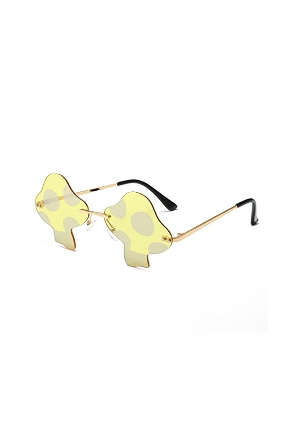 JBINNGROUSE Lunettes de soleil style champignon sans monture personnalité mode boule lunettes de soleil concave modelage lune