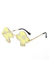 JBINNGROUSE Lunettes de soleil style champignon sans monture personnalité mode boule lunettes de soleil concave modelage lune