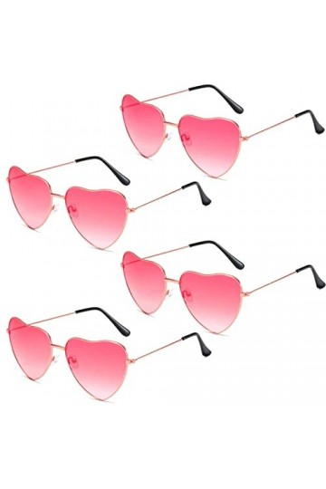 Carreuty Lot de 4 paires de lunettes de soleil en forme de cœur pour femme - Style rétro - Pour enfants et hommes et femmes -