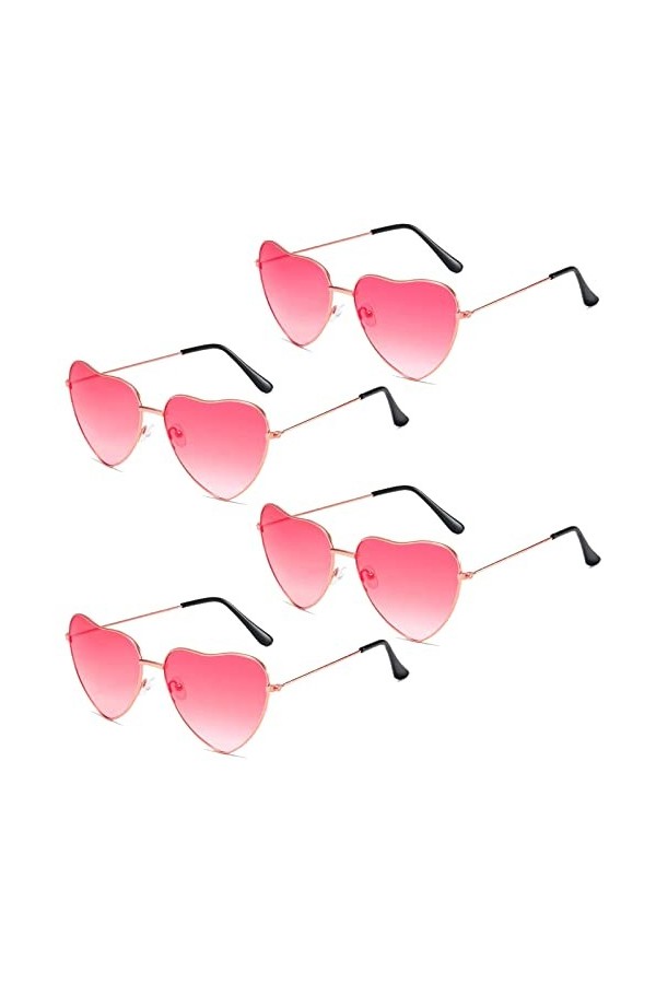 Carreuty Lot de 4 paires de lunettes de soleil en forme de cœur pour femme - Style rétro - Pour enfants et hommes et femmes -