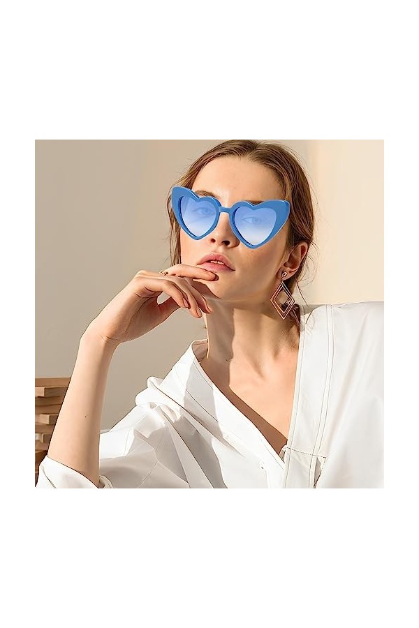 Alviller Lunettes de soleil vintage en forme de cœur pour femmes, lunettes de style œil de chat pour filles, femmes, shopping