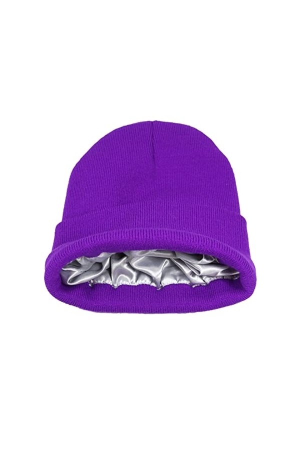 YESCAP Bonnets en Tricot doublés de Satin de Soie dhiver pour Femmes Bonnet Chaud Bonnet Chaud