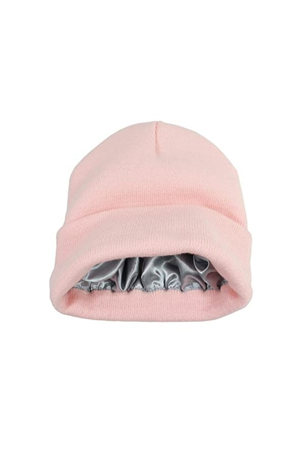 YESCAP Bonnets en Tricot doublés de Satin de Soie dhiver pour Femmes Bonnet Chaud Bonnet Chaud
