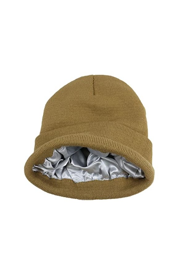 YESCAP Bonnets en Tricot doublés de Satin de Soie dhiver pour Femmes Bonnet Chaud Bonnet Chaud
