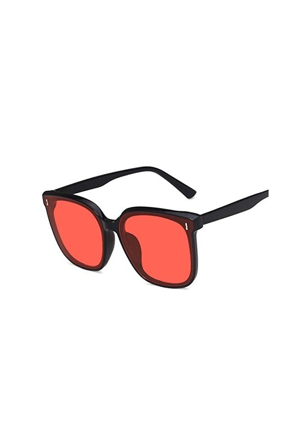 HWRHWR Lunettes de Soleil rétro surdimensionnées Femmes Lunettes de Soleil carrées Noires Femme Vintage Miroir Lentes