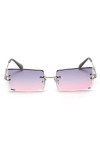 kachawoo Lunettes de soleil sans cadre pour femme - Carrées sans bordure - Lunettes de soleil rectangulaires pour filles, Vio
