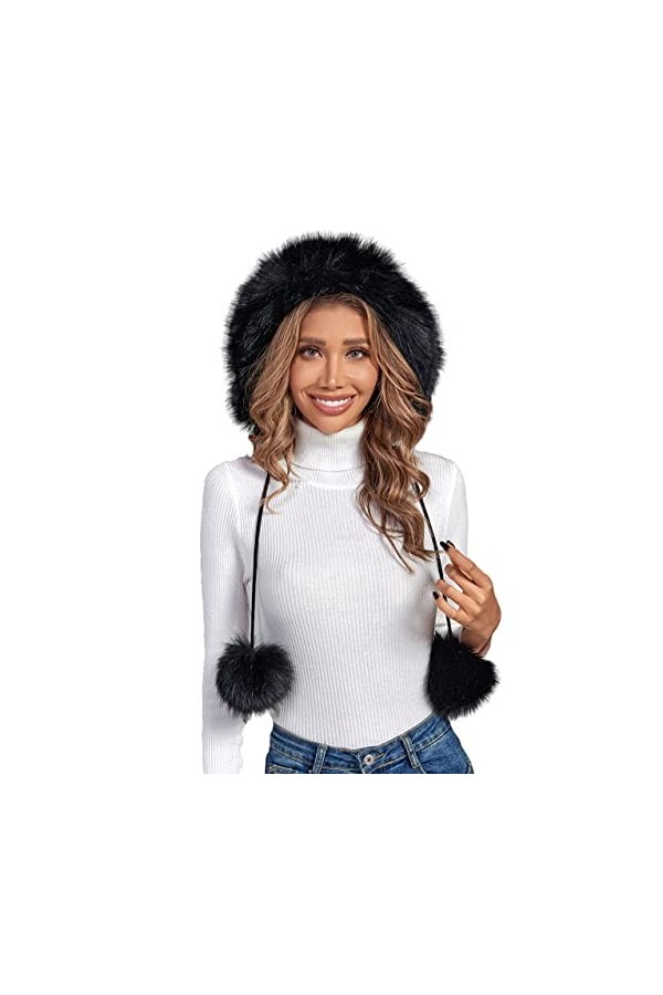 PINKGIRL Fausse Fourrure Tricot Hiver Bonnet de Femme Mesdames Chaud Chapeaux Rabats doreille en Laine Doublé Crâne Chapeau 