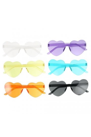 NOLITOY 6 Pcs Coeur Lunettes De Soleil Couleur Bonbon Lunettes De Soleil Néon Lunettes De Soleil Mode Lunettes Pour Femmes Cl