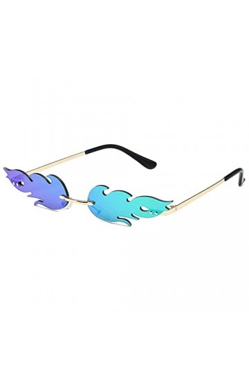 Lunettes De Soleil Flamme De Feu pour Femmes Lunettes De Soleil sans Monture à La Mode Nouveauté Cadre en Métal Uv400 Lunette