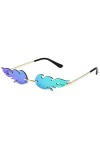Lunettes De Soleil Flamme De Feu pour Femmes Lunettes De Soleil sans Monture à La Mode Nouveauté Cadre en Métal Uv400 Lunette