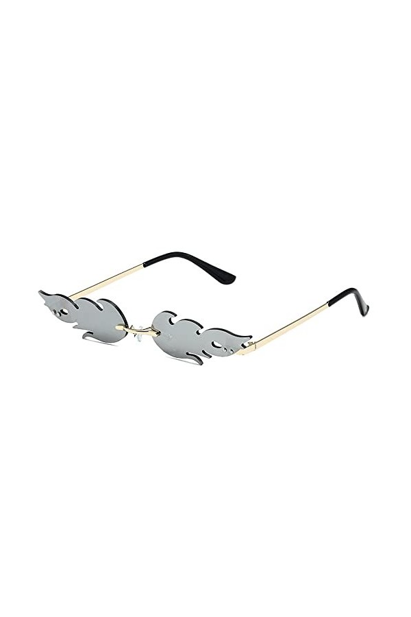 2023 Nouveau Luxe Oeil De Chat Lunettes De Soleil Femmes Vintage sans Monture Feu Flamme Lunettes De Soleil Tendance Miroir L