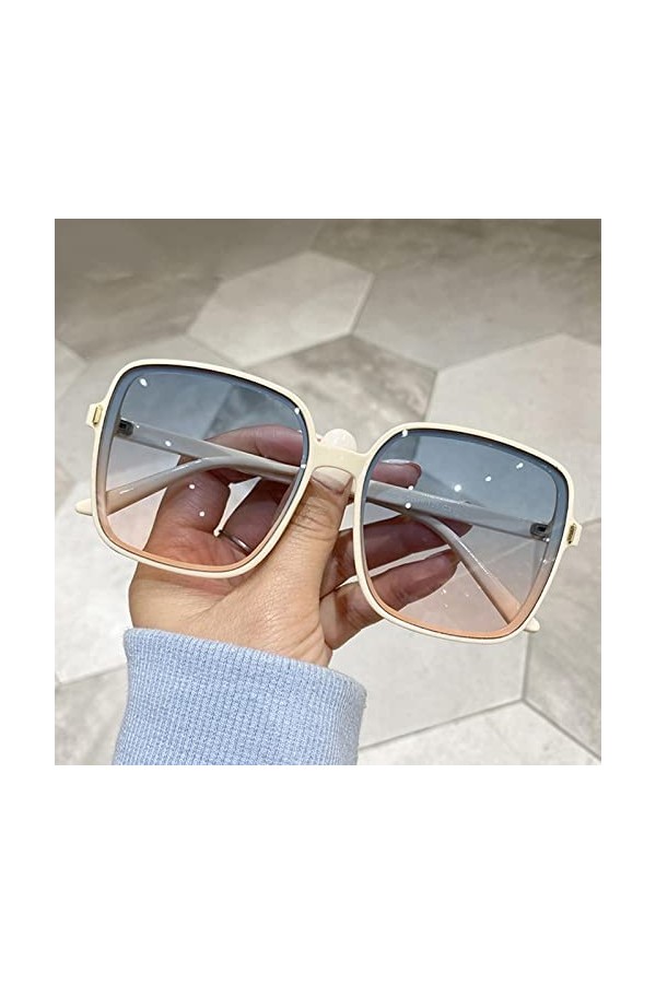 CSRP Créateur de Mode Lunettes de Soleil carrées Femme rétro Vintage dégradé Lunettes de Soleil Femme Verres Transparents-Ros