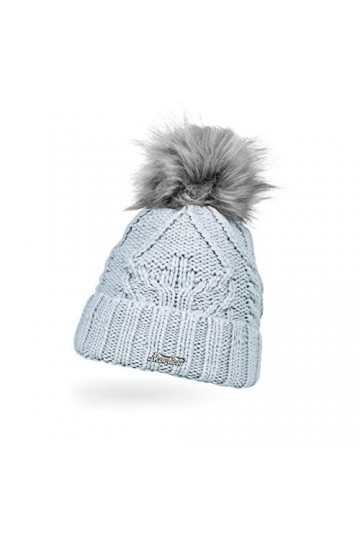 Neverless® - Bonnet tricoté pour femme - Doublure polaire - Pompon en fourrure synthétique - Bonnet dhiver tricoté - Bonnet 