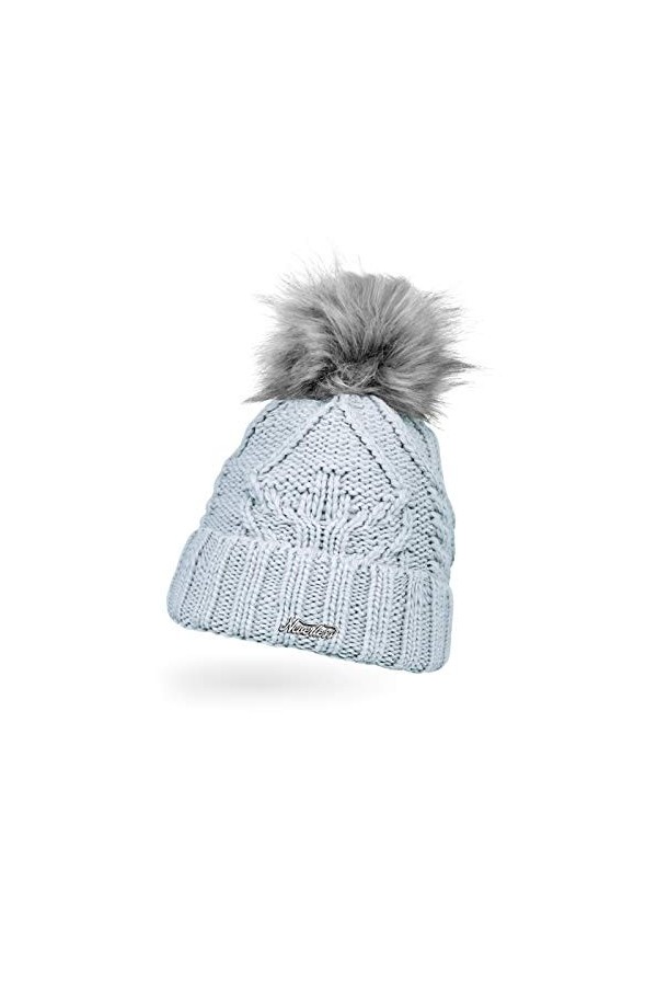 Neverless® - Bonnet tricoté pour femme - Doublure polaire - Pompon en fourrure synthétique - Bonnet dhiver tricoté - Bonnet 