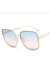 CSRP Créateur de Mode Lunettes de Soleil carrées Femme rétro Vintage dégradé Lunettes de Soleil Femme Verres Transparents-Ble