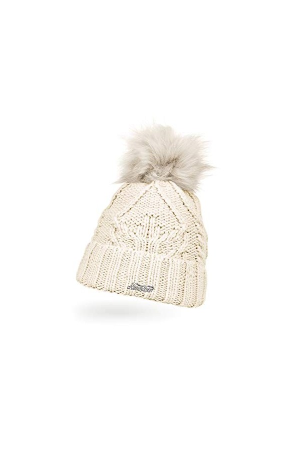 Neverless® - Bonnet tricoté pour femme - Doublure polaire - Pompon en fourrure synthétique - Bonnet dhiver tricoté - Bonnet 