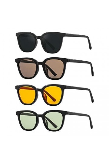 Lunettes de soleil carrées vintage pour femme UV400 éblouissement R5X9, 4 paires., Taille unique