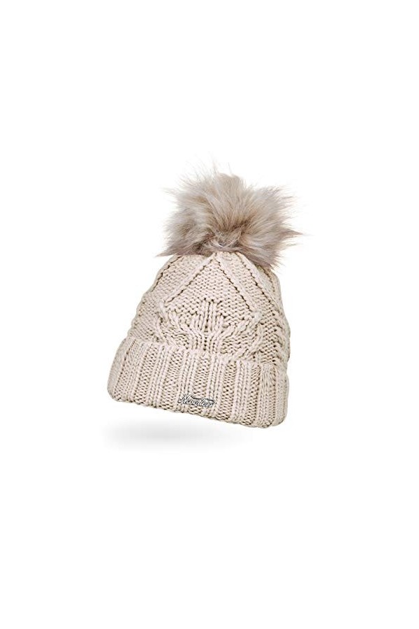 Neverless® - Bonnet tricoté pour femme - Doublure polaire - Pompon en fourrure synthétique - Bonnet dhiver tricoté - Bonnet 