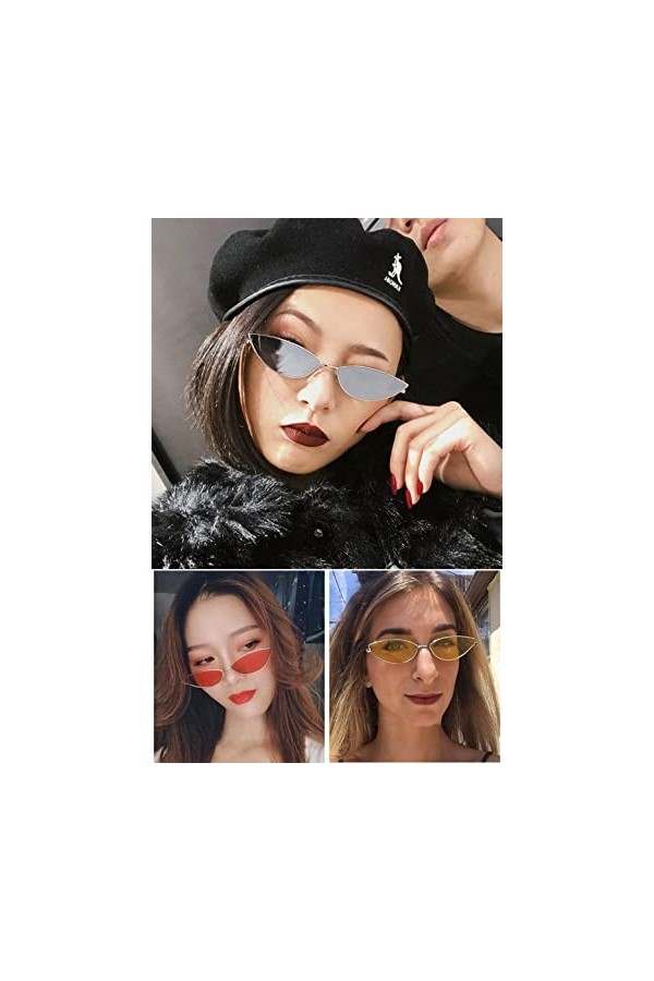 OGOBVCK Lunettes de soleil ovales Petit Arc Temple Fine Bord métallique Classique Style rue Eyewear Hippie Party Hommes Femme