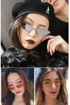 OGOBVCK Lunettes de soleil ovales Petit Arc Temple Fine Bord métallique Classique Style rue Eyewear Hippie Party Hommes Femme