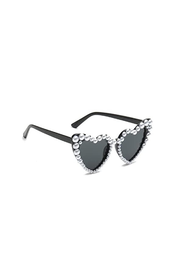 NAIXUE Lunettes de soleil en perles œil de chat pour femme - Lunettes de soleil bling - Pour enterrement de vie de jeune fill