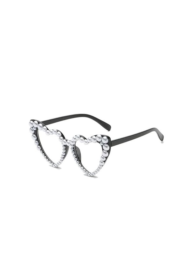 NAIXUE Lunettes de soleil en perles œil de chat pour femme - Lunettes de soleil bling - Pour enterrement de vie de jeune fill