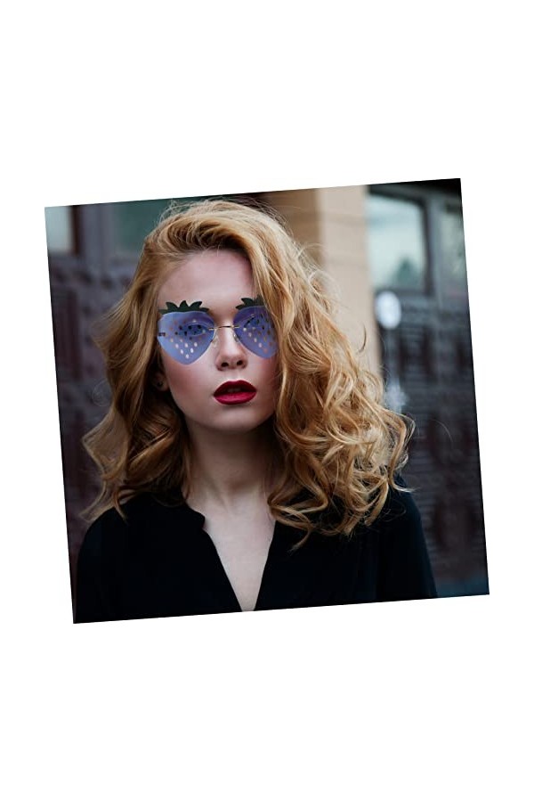 jojofuny 1 Paire De Lunettes De Fraise Lunettes De Soleil Sans Monture Pour Femmes Lunettes De Mode Pour Femmes Lunettes Clai