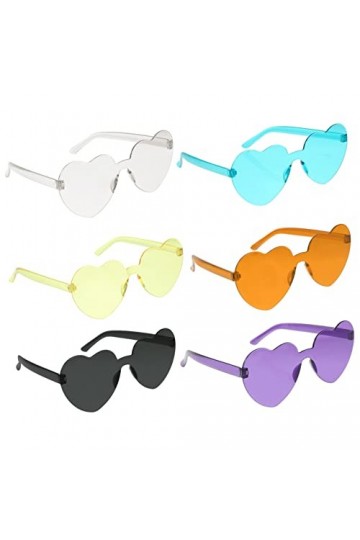CHILDWEET 6 Pièces Lunettes De Soleil Coeur Lunettes De Mode Pour Femmes Lunettes De Soleil Couleur Bonbon Lunettes De Soleil