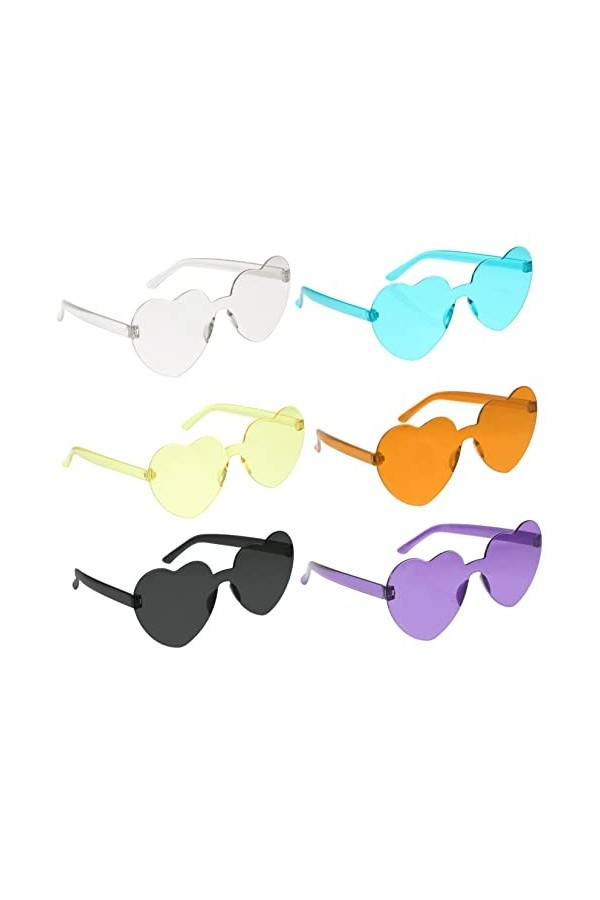 CHILDWEET 6 Pièces Lunettes De Soleil Coeur Lunettes De Mode Pour Femmes Lunettes De Soleil Couleur Bonbon Lunettes De Soleil