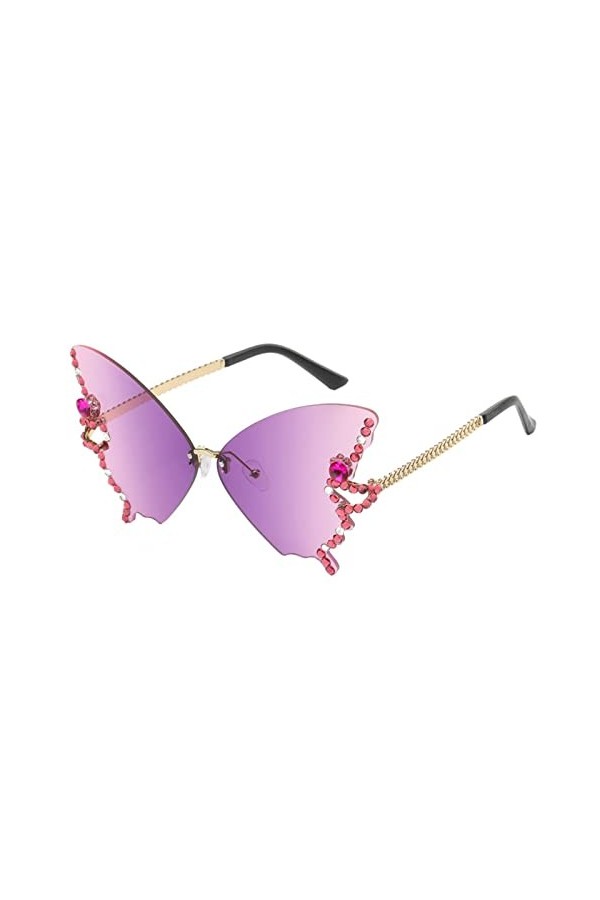 BaoDan Lunettes De Soleil Femme Lunettes De Soleil Papillon Lunettes De Soleil Dégradées Sans Monture Lunettes De Soleil Papi