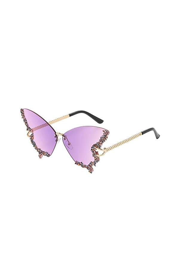 BaoDan Lunettes De Soleil Femme Lunettes De Soleil Papillon Lunettes De Soleil Dégradées Sans Monture Lunettes De Soleil Papi