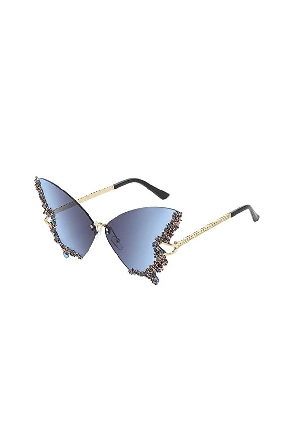 BaoDan Lunettes De Soleil Femme Lunettes De Soleil Papillon Lunettes De Soleil Dégradées Sans Monture Lunettes De Soleil Papi