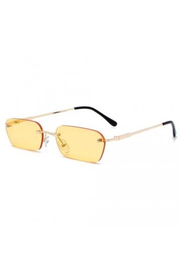 Lunettes De Soleil Sans Bords Pour Femmes, Vintage, Verres Transparents, Rectangulaires, Uv400, Nouvelle Mode 2023 Color:Jaun