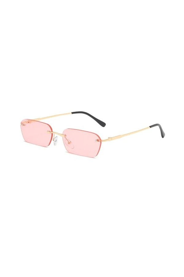 Lunettes De Soleil Sans Bords Pour Femmes, Vintage, Verres Transparents, Rectangulaires, Uv400, Nouvelle Mode 2023 Color:Jaun