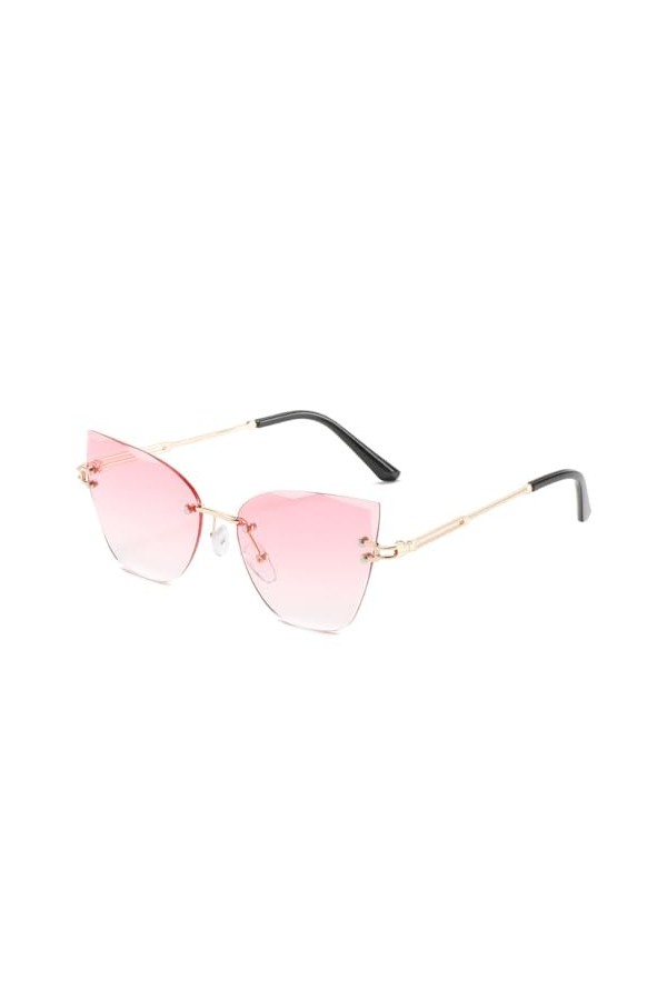 Lunettes De Soleil œil De Chat Pour Femmes, Monture Métallique Sans Bords, Vintage, Nuances Rétro Dégradées, Nouvelle Collect