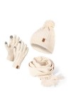 HEYO Ensemble bonnet et écharpe dhiver pour femme | Bonnet tricoté doublé avec pompon | Écharpe dhiver avec franges | Gants