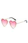 Lunettes De Soleil sans Monture en Forme De Cœur pour Femmes, à La Mode, sans Cadre, Uv400, Nouvelle Collection 2023 Color:Pi