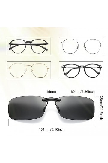 RISVOWO Clip Lunettes de Soleil, 4 Pièces Lunettes de Soleil à Clipser Unisexe, Éblouissement Uv400 Clip Polarisé, Pour Myope